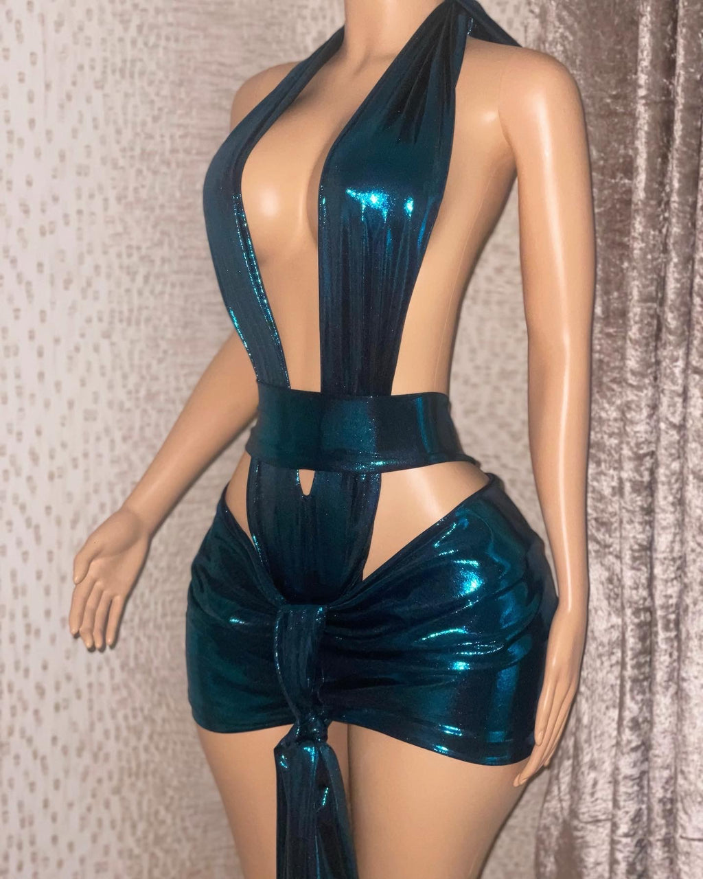 The Amora Two Piece - Metallic Teal - L.K.S The Brand